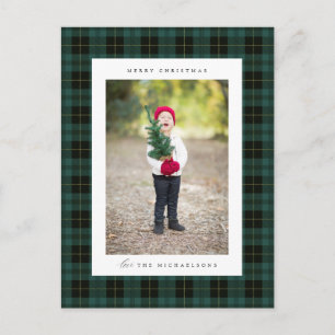 Merry Christmas Plaid ADD YOUR FAMILY PHOTO Post Postcard