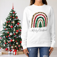 Merry Christmas Plaid and Leopard Print Rainbow