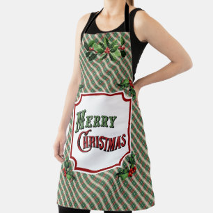 Merry Christmas Plaid Apron