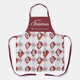 Merry Christmas Plaid Baking Crew Name Red Apron
