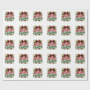 Merry Christmas Plaid Bow Wrapping Paper