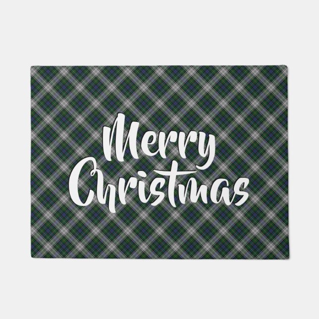 Merry Christmas Plaid Campbell Tartan Doormat (Front)