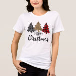 Merry Christmas Plaid Christmas Trees Tri-Blend Shirt<br><div class="desc">This holidays design features the text "Merry Christmas" in modern typography accented with Christmas trees. #christmas #holidays #love #seasonal #festive #plaid #winter #chic #stylish #modern #typography #style #fashion #fashionable #christmasfashion #tshirts #christmastshirts #leopardprint #clothing #apparel #womens</div>
