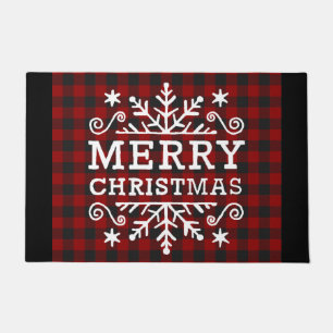 Merry Christmas plaid Doormat