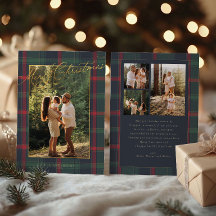 Merry Christmas Plaid Foil Family Photo Holiday