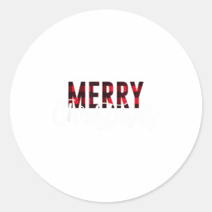 Merry Christmas Plaid Graphic Christmas Letter Pri Classic Round Sticker