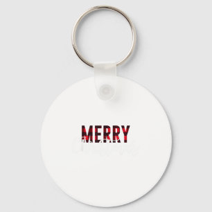 Merry Christmas Plaid Graphic Christmas Letter Pri Key Ring