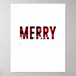 Merry Christmas Plaid Graphic Christmas Letter Pri Poster