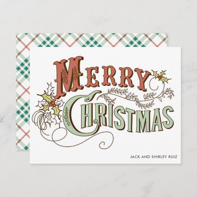 Merry Christmas Plaid Holiday Card (Front/Back)
