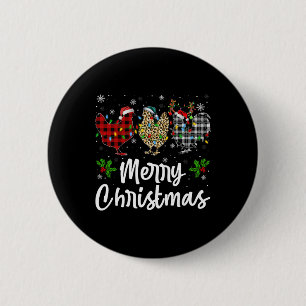 Merry Christmas Plaid Leopard Chicken Lights Santa 6 Cm Round Badge