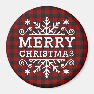 Merry Christmas plaid Magnet