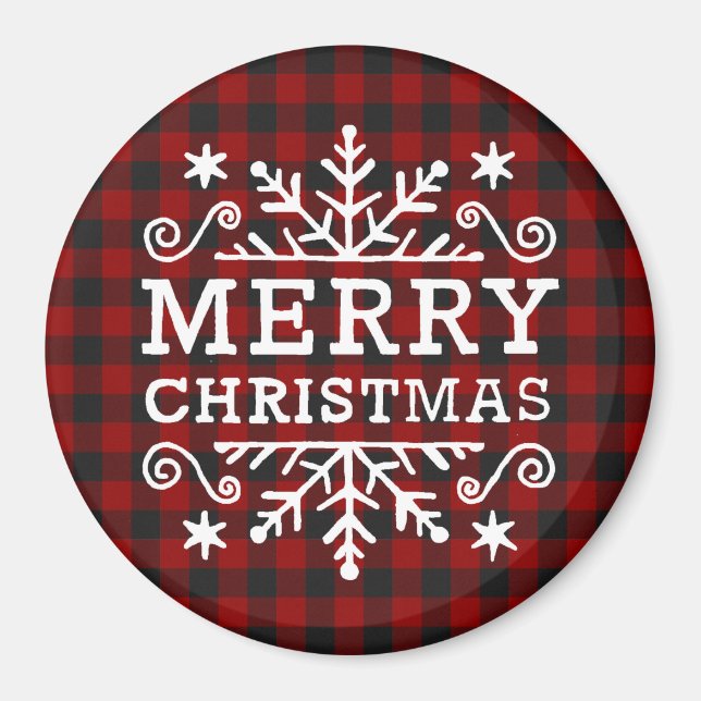 Merry Christmas plaid Magnet (Front)
