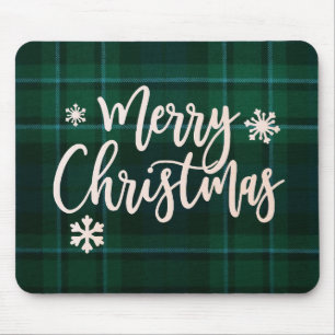 Merry Christmas plaid mousepad