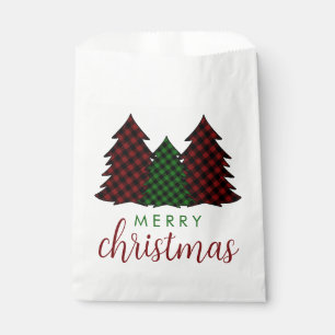 Merry Christmas Plaid Pattern Christmas Tree Favour Bags