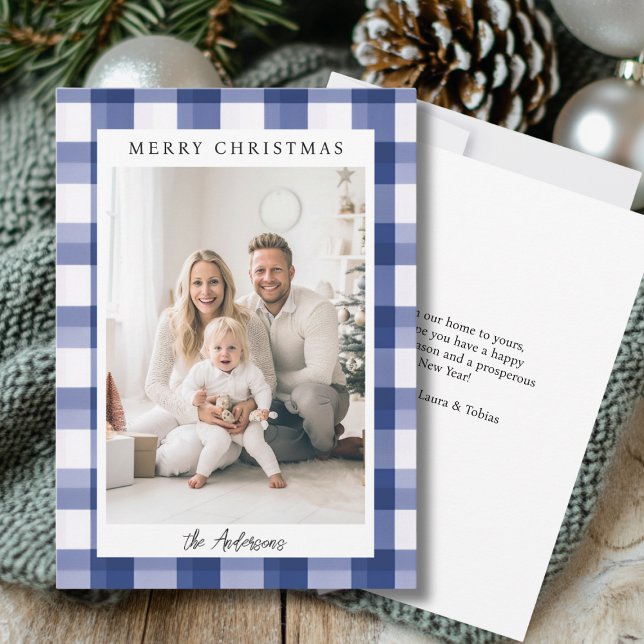 Merry Christmas! Plaid pattern, photo  Holiday Card (Merry Christmas! Plaid Pattern Photo Holiday Card)