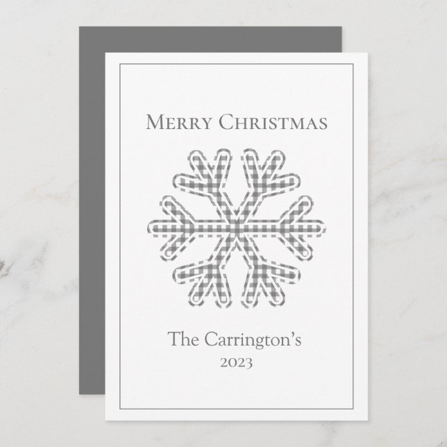 Merry Christmas Plaid Snowflake Modern (Front/Back)