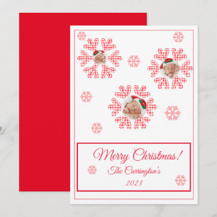 Merry Christmas Plaid Snowflakes Photo Holiday