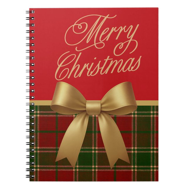 Merry Christmas Plaid Spiral Notebook (Front)