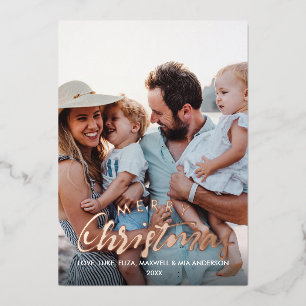 MERRY CHRISTMAS Plain Personalised Photo ROSE GOLD