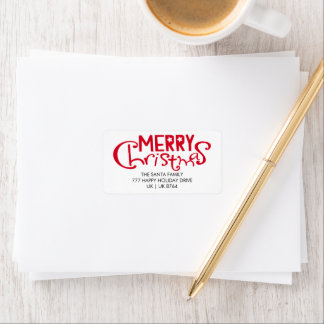 Merry Christmas Playful Typography Return Address Label