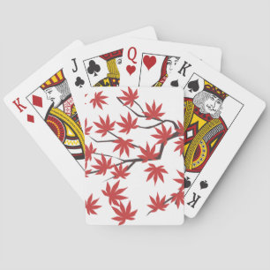 Merry Christmas Playing Card Deck Red Leaves