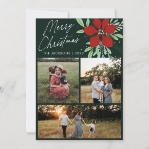 Merry Christmas Poinsettia Christmas Design Holiday Card
