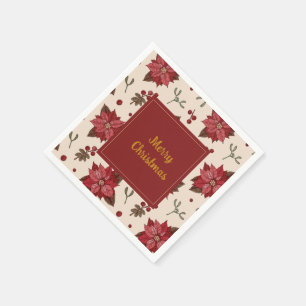 Merry Christmas poinsettia floral elegant design Napkin