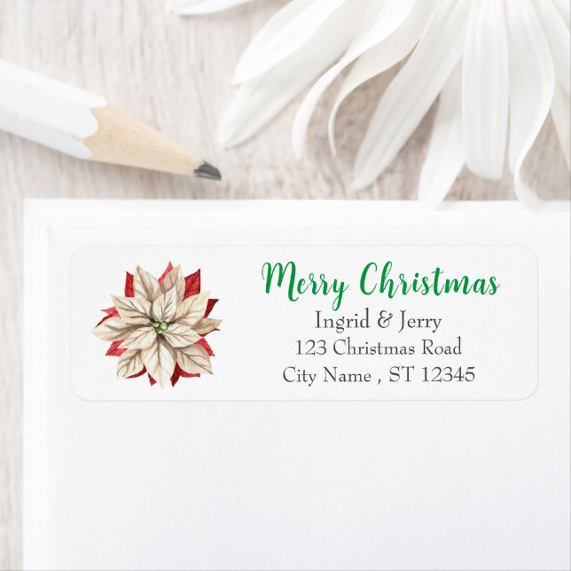 Merry Christmas Poinsettia Flower Watercolor Gifts (Insitu)