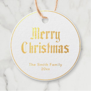 Merry Christmas poinsettia Foil Gift Tag