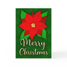 Merry Christmas Poinsettia Greeting Holiday