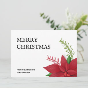 Merry Christmas Poinsettia  Holiday Card