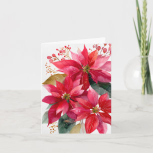 Merry Christmas Poinsettia Holiday Design Card