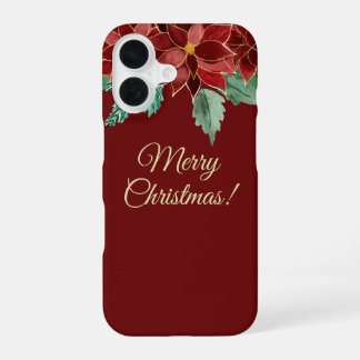 Merry Christmas Poinsettia iPhone Cases