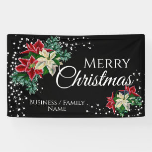 Merry Christmas Poinsettia  Personalised Banner