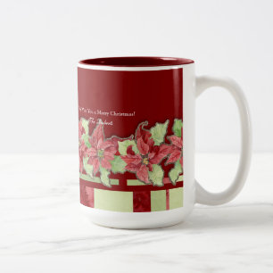 Merry Christmas Poinsettia Personalised Gift Mug