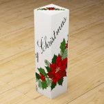 Merry Christmas Poinsettia Wine Gift Box<br><div class="desc">Merry Christmas</div>