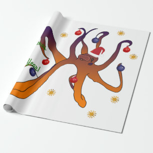 Merry Christmas Poinsettia Wreath Wrapping Paper