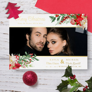 Merry Christmas Poinsettias Garland Photo Wedding
