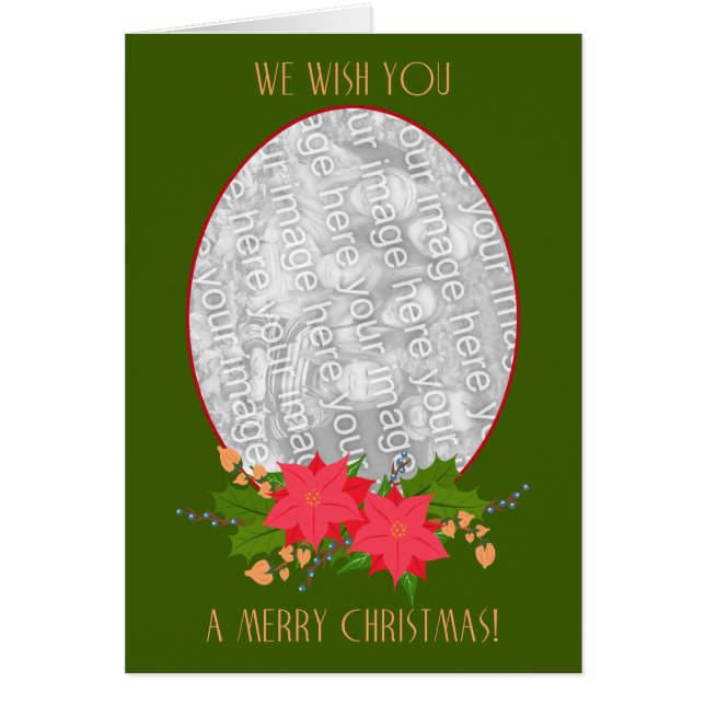 Merry Christmas, Poinsettias Photo Card (Front)