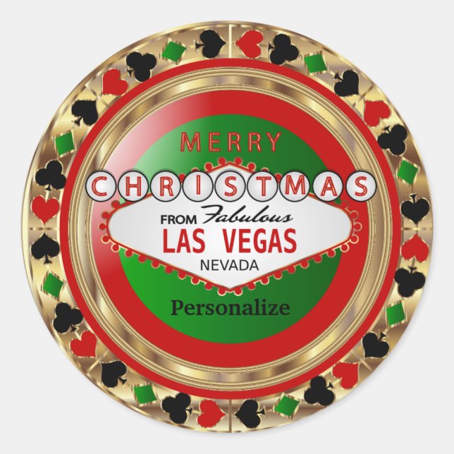 Merry Christmas Poker Chip from Las Vegas Classic Round Sticker (Front)