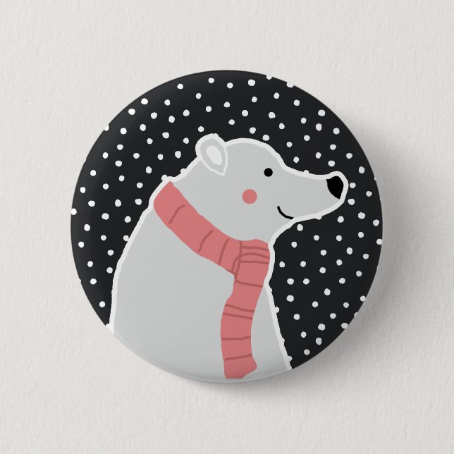 Merry Christmas - Polar Bear 6 Cm Round Badge (Front)