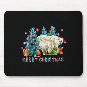 Merry Christmas Polar Bear And Tree Lights Xmas Me Mouse Mat