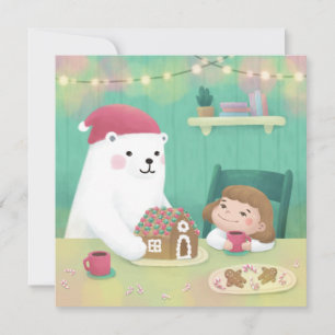 Merry Christmas: Polar Bear & Child Holiday Card