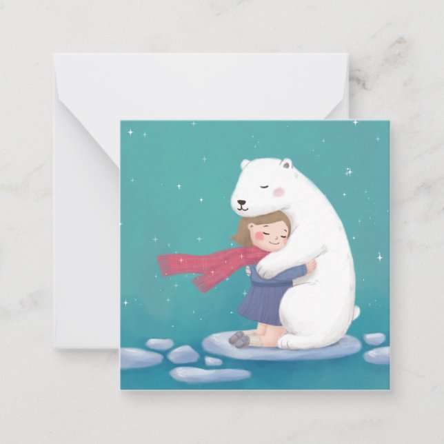 Merry Christmas: Polar Bear & Child Illustration Card (Front)