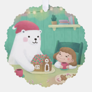 Merry Christmas: Polar Bear & Child Tree Decoration Card