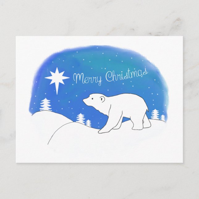Merry Christmas polar bear Holiday Postcard (Front)