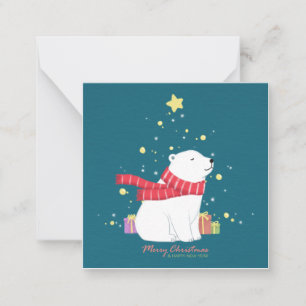 Merry Christmas: Polar Bear Illustration Art Card