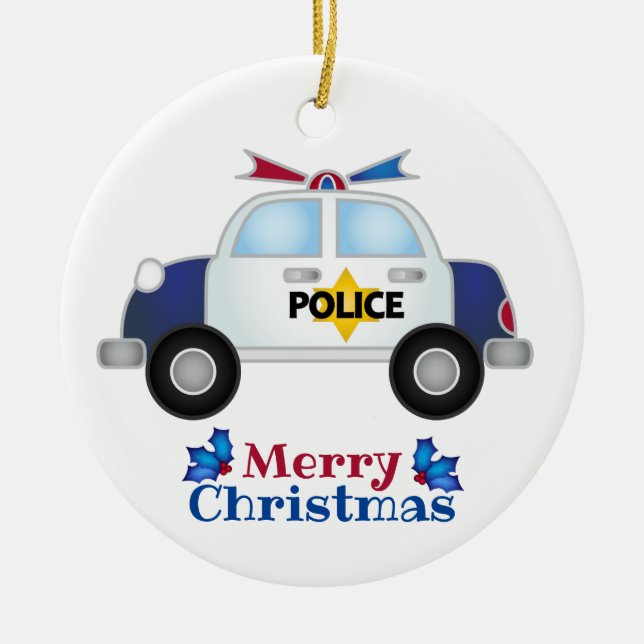 Merry Christmas Police 1 Ceramic Tree Decoration (Front)