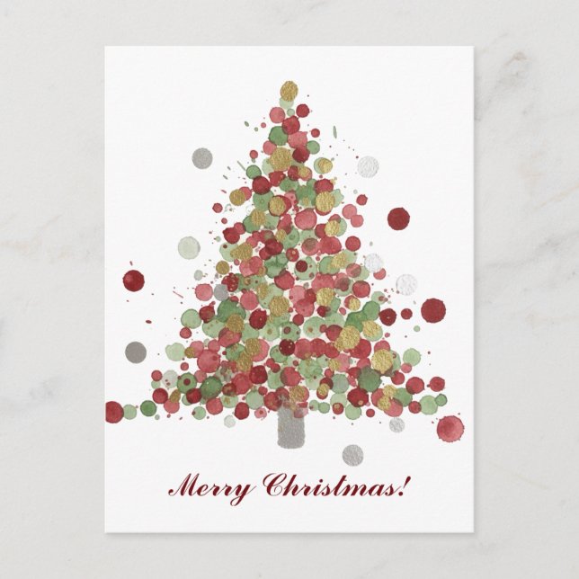 Merry Christmas Polka Dot Tree Holiday Postcard (Front)