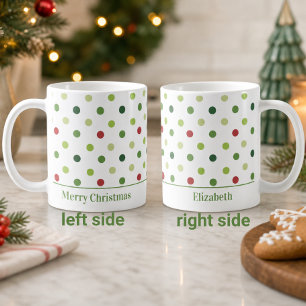 Merry Christmas Polka Dots Name Coffee Mug